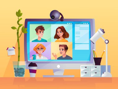 Web kamerası ve çizgi film insanlarıyla göster