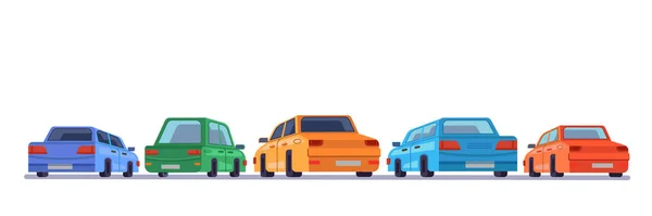 Voitures arrière, véhicules de dessin animé arrière parking — Image vectorielle