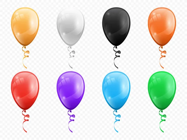 Kleurballonnen geïsoleerde partij decor objecten set — Stockvector
