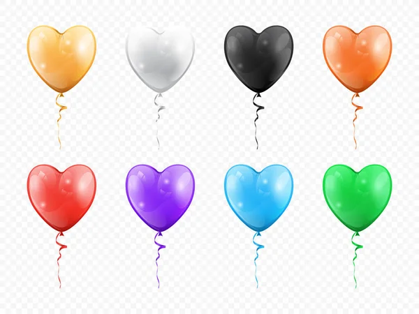 Balões em forma de coração objetos de decoração de festa isolados —  Vetores de Stock
