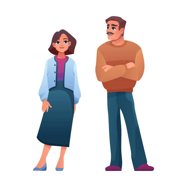 Hombre y mujer de mediana edad, ropa casual — Vector de stock