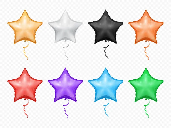 Globos de color con forma de estrella con rayas aislar st — Archivo Imágenes Vectoriales