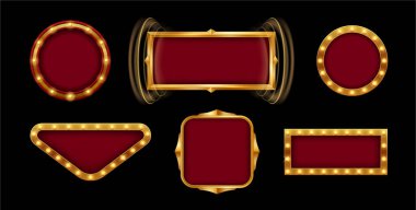 Kopya uzayı olan klasik geometrik çerçeveler. Vektör gerçekçi pankartlar ya da ışık ya da lambayla çevrili sınırlar. Logo veya poster tasarımı, klasik minimalist biçimler, üçgen ve daire, kare ve dikdörtgen