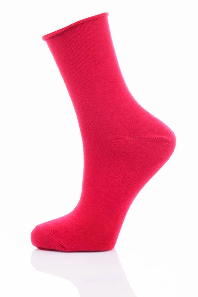 Mujer en calcetines rojos aislada de Foto de stock 2041909799