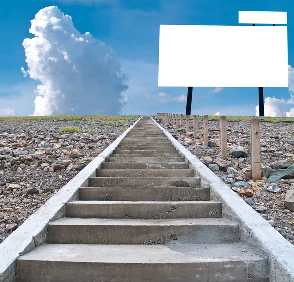 Stairway Uphill Blank Billboard Sky — Stock Photo, Image