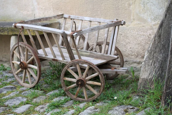 Vieux Chariot Cadre Ouvert Bois — Photo