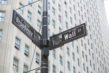 Broadway ve Wall Street, sokak tabelası, New York, Usa Kahramanlar Kanyonu
