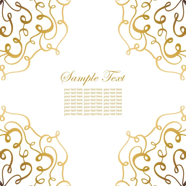 Invitation card with lace ornament.Vintage gold lace on white background with place for text — Stock Vector