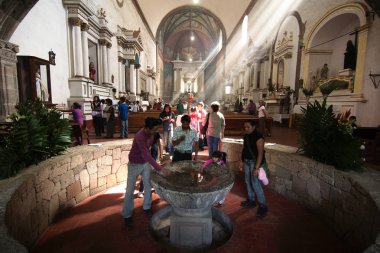 Tepoztlan, Morelos, Mexico - 2019: The Parroquia de Nuestra Seora de la Nativiad, located in the Ex-convent of Dominico de la Natividad, a World Heritage Site. clipart