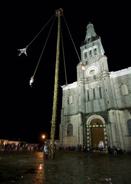 Cuetzaln del Progreso, Puebla, Mexico - 2019: A family of acrobats known as 