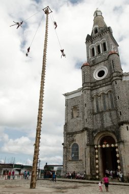 Cuetzaln del Progreso, Puebla, Mexico - 2019: A family of acrobats known as 