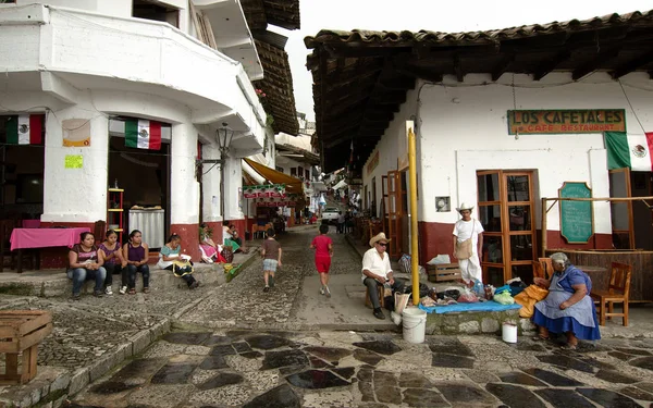 Cuetzalan Del Progreso Puebla Mexico 2019 Een Straat Buurt Van — Stockfoto