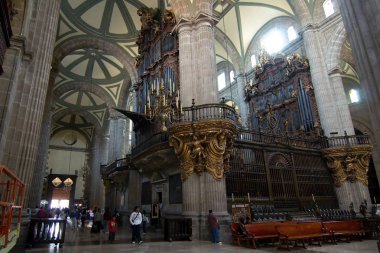 Mexico City, Mexico - 2019: Pipes organ of the Metropolitan Cathedral. clipart