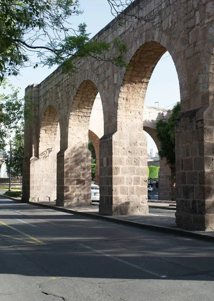 Morelia Michoacán México 2019 Vista Del Antiguo Acueducto Ciudad — Foto de Stock