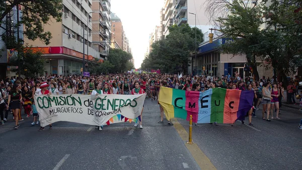 Cidade Córdoba Córdoba Argentina Março 2018 Mulheres Marcham Para Pedir — Fotografia de Stock