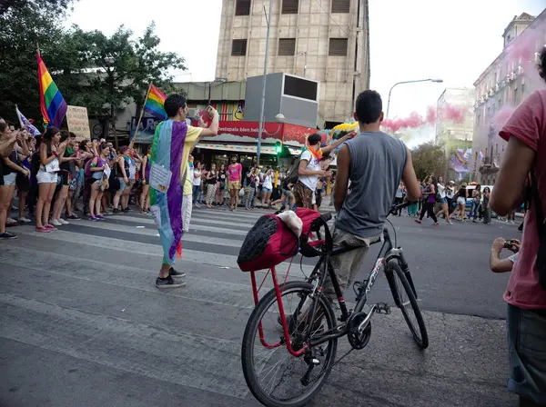 Cordoue Argentine 2018 Des Manifestants Défilent Pendant Défilé Fierté Gay — Photo