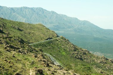 Cordoba, Arjantin - 2019: Punilla valey'i Traslasierra vadisine bağlayan Altas Cumbres (High Peaks) yolunun manzarası.