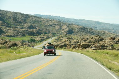 Cordoba, Arjantin - 2019: Punilla valey'i Traslasierra vadisine bağlayan Altas Cumbres (High Peaks) yolunun manzarası.