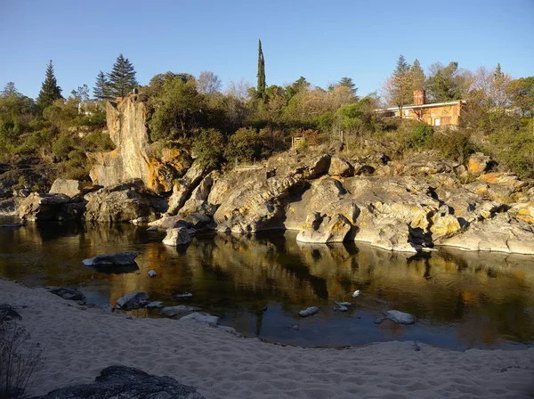 View of San Antonio river, a mountain river in the Punilla valley. Cuesta Blanca, Cordoba, Argentina.