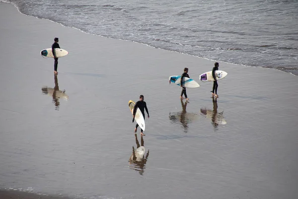 Mar Del Plata Buenos Aires Argentine 2018 Vue Des Surfeurs — Photo