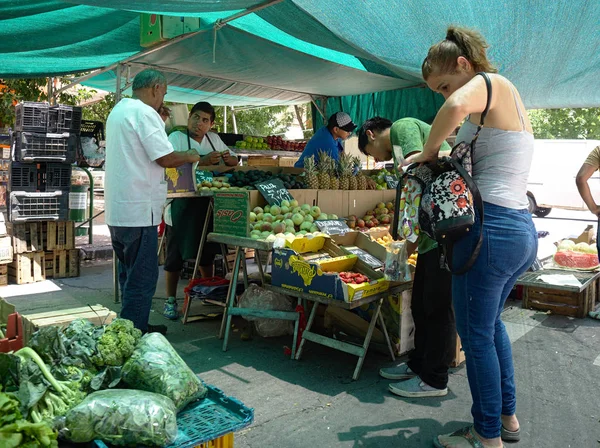 Ciudad Córdoba Córdoba Argentina 2019 Mercado Temporal Verduras Calle Cerca — Foto de Stock