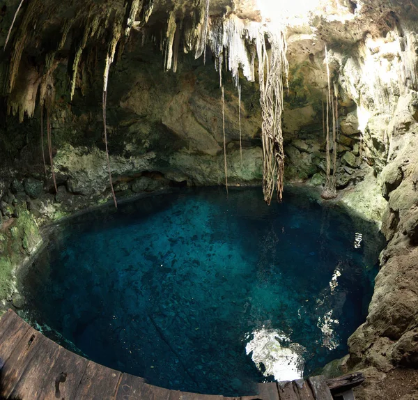 Top Uitzicht Een Ondergrondse Rivier Sinkhole Bekend Als Cenote Cuzama — Stockfoto