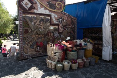 Tepoztlan, Morelos, Mexico - 2019: The weekend folkloric market is one of the town's main attractions. clipart