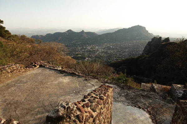 テポズトラン モレロス メキシコ 2019年 パノラマビューフォームテポステコ山 — ストック写真