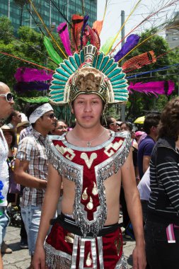 Mexico City, Meksika - 2018: Yıllık Lgbt gurur geçit töreninde giyinmiş bir katılımcı.