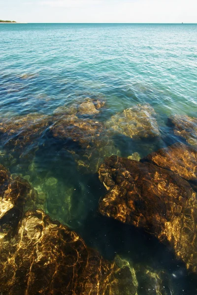 Lago Michigan Como Visto Costa Chicago Mostrando Pedra Fundo Através — Fotografia de Stock
