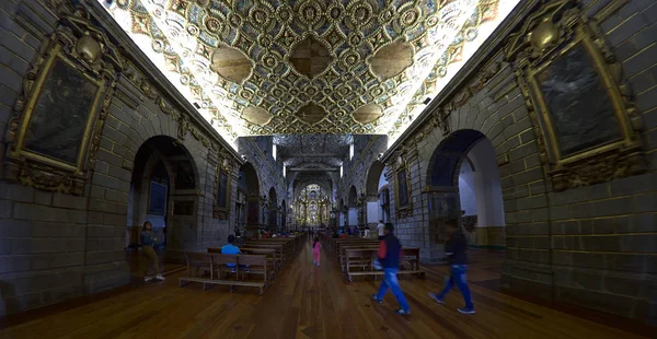 Quito Pichincha Ecuador 2019 Interno Della Chiesa San Francesco Iglesia — Foto Stock