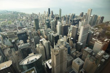 Şehrin havadan görünümü Chicago, Illinois, ABD.