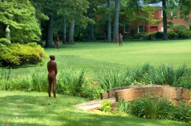 Memphis, Tennessee, Abd - 2018: Dixon Gallery & Gardens'ta 17 dönümlük bahçeleriçeren demir heykeller.