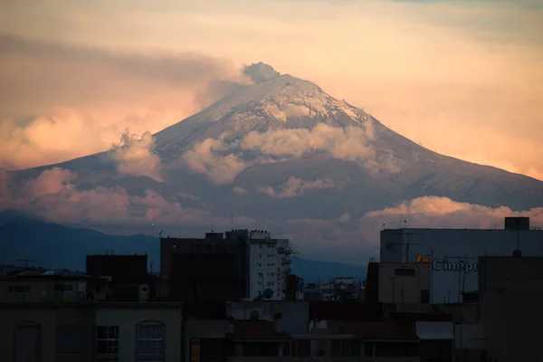 Mexico City Meksyk 2018 Widok Wulkan Popocatpetl Aktywny Stratowulkan Położony — Zdjęcie stockowe