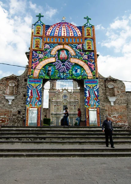 Cholula Puebla México 2019 Templo São Francisco Acatepec Monumento Religioso — Fotografia de Stock