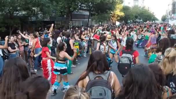 아르헨티나 코르도바 2018년 여성들이 여성의 자신의 권리를 요구하는 — 비디오