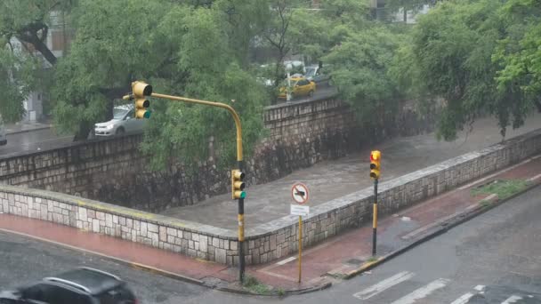 Кордова Аргентина 2018 Вид Реку Каада Дождливый День — стоковое видео