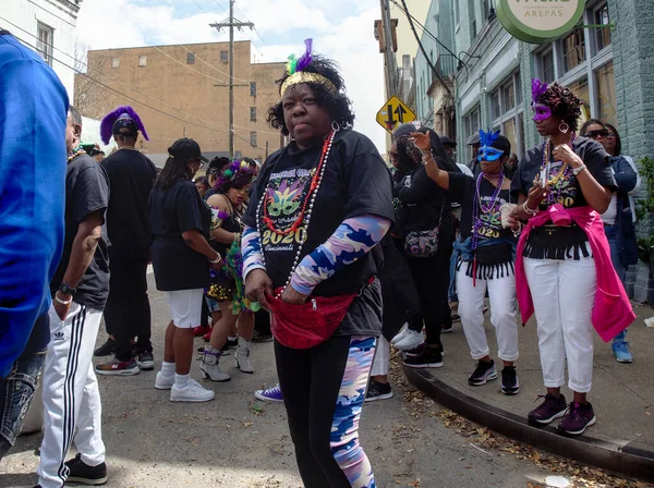 New Orleans Louisiana Usa 2020 Menschen Nehmen Einer Second Line — Stockfoto