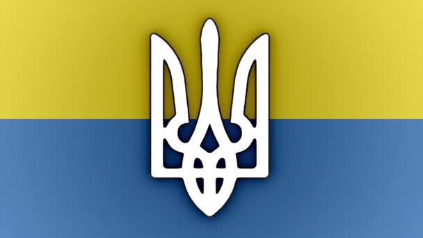 우크라이나 국기가 오른쪽 구역의 깃발로 변형되어 상징적 두개골을 가지고 — 비디오