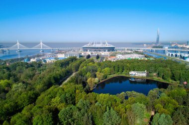 Saint Petersburg Stadyumu, ayrıca denilen Zenit Arena, 2018 Dünya Kupası, Rusya, Saint Petersburg, 15 Mayıs 2018 hava fotoğraf