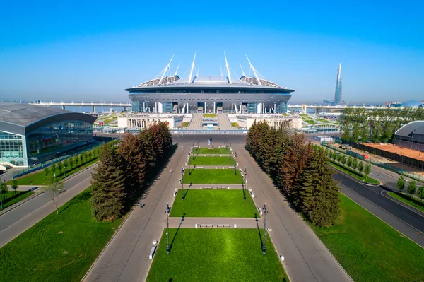 Foto Aérea Del Estadio San Petersburgo También Llamada Zenit Arena — Foto de Stock