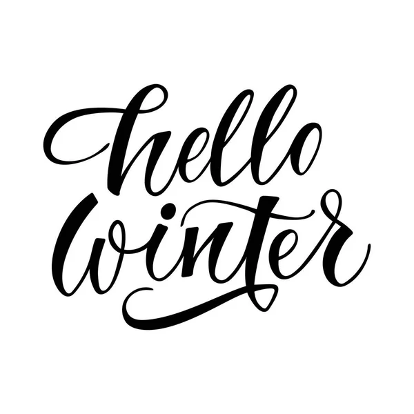 Vánoční Novoroční Slavnostní Text Hello Zima Izolované Vektor Kaligrafické Fráze — Stockový vektor