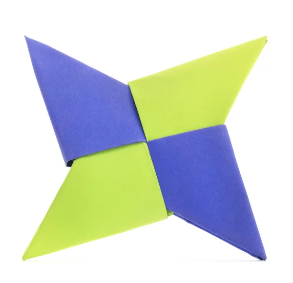 Origami Isolado Azul Verde Papel Estrela Forma Imagens De Bancos De Imagens