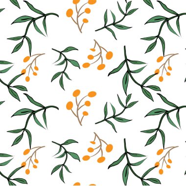 Sorunsuz çiçek desenli. İzole vektör çizim. Doğal tasarım öğeleri