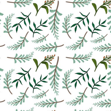 Sorunsuz çiçek desenli. İzole vektör çizim. Doğal tasarım öğeleri