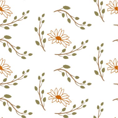 Sorunsuz çiçek desenli. İzole vektör çizim. Doğal tasarım öğeleri