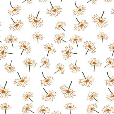 Sorunsuz çiçek desenli. İzole vektör çizim. Doğal tasarım öğeleri