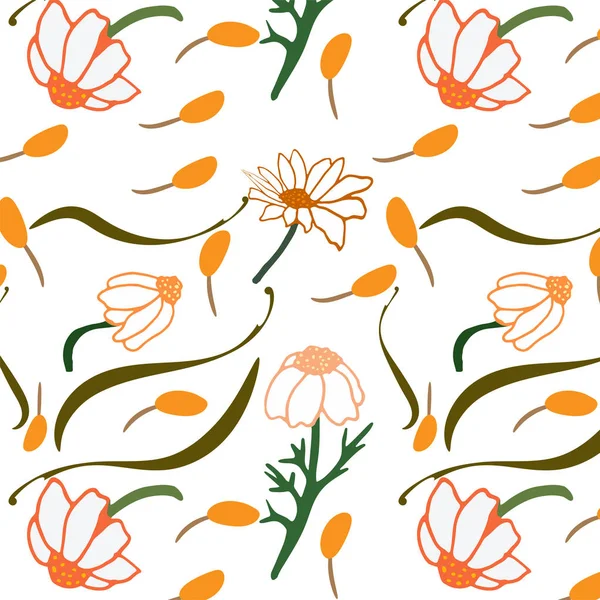 Безшовний Квітковий Візерунок Ізольовані Векторні Ілюстрації Елементи Природного Дизайну — стоковий вектор