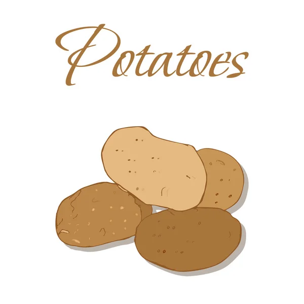 Ilustração Vegetais Saborosos Batatas Vetoras Isoladas Fundo Branco — Vetor de Stock