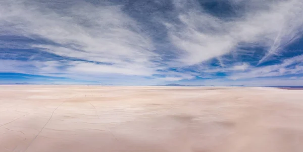 Mañana aérea Gigapan 360 panorámica sobre el salar Uyuni. Sur de Bolivia . — Foto de Stock